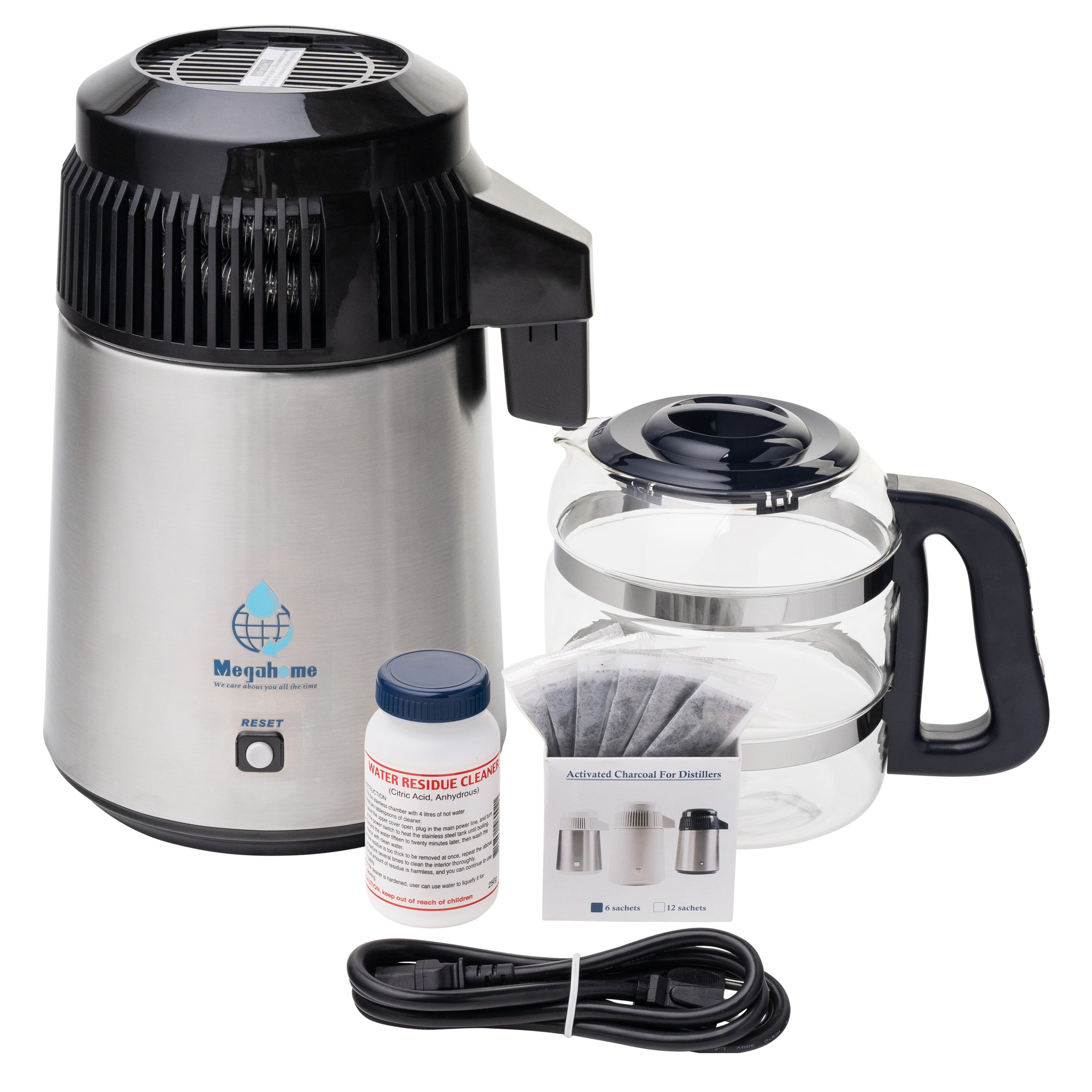 蒸留水器 MH943S-10M(W) MH943SBS Megahome Water Distiller, Glass Collection